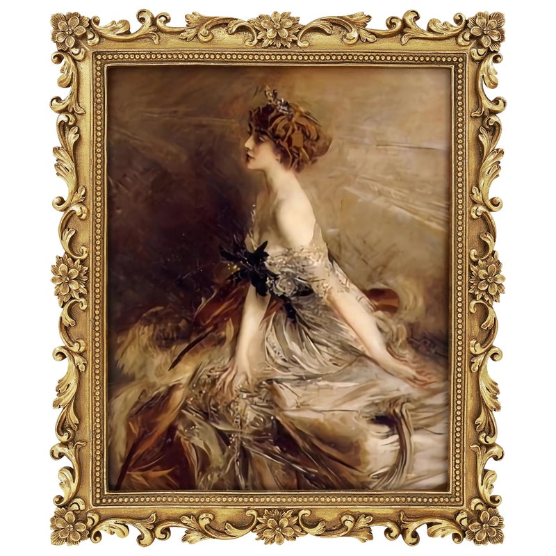 FJXMFRAME Gold 8x10 Picture Frame Vintage Antique Baroque for Wall or Tabletop Display, Ornate Gothic Victorian Frames Matted to 5x7 Photo - Image 1