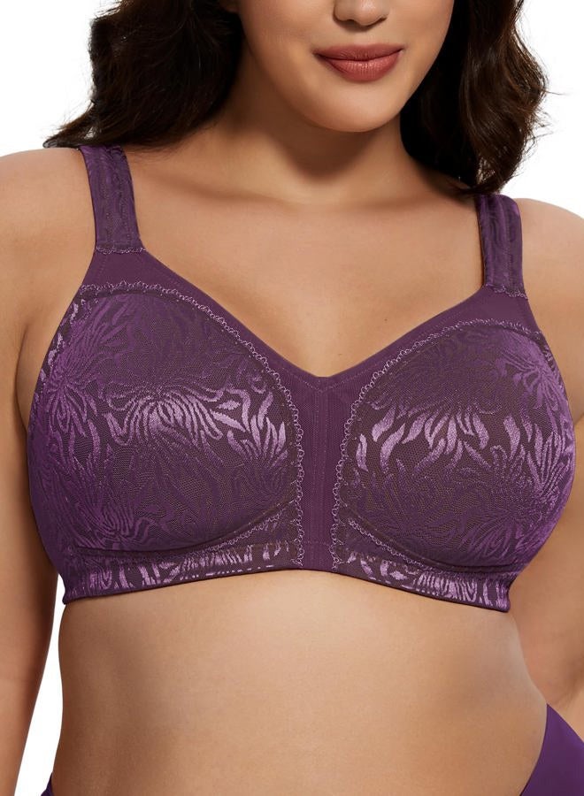 Deyllo Women's Full Coverage Plus Size Comfort Minimizer Bra Wirefree Non Padded(Purple,38DDD) - Image 1