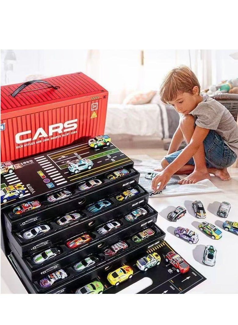 HalaKids 60pcs Alloy Racing Cars, Multi-Colour Friction Powered Cars Toys for Toddlers, Toy Cars Collection Set with Storage Display Case - Image 3