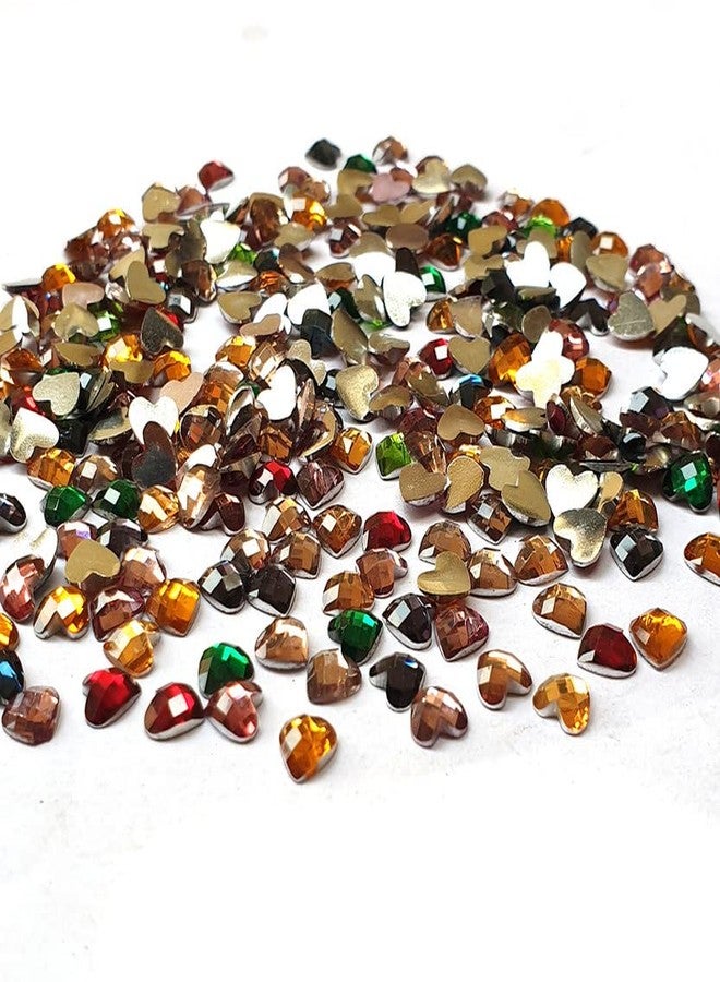 JPM Beads Crystal Finish Rhinestones Mix Color Heart Shape 5mm Size 1440 Pieces Pack