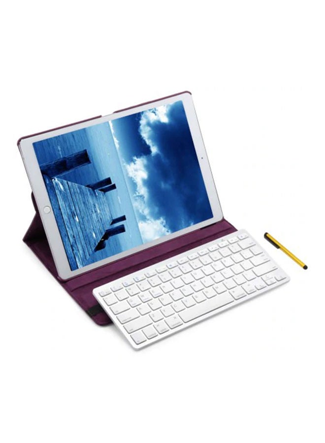 NIBEMINENT Keyboard, Case Cover, Stylus Pen For Apple iPad Pro 12.9-Inch Purple/White - Image 3