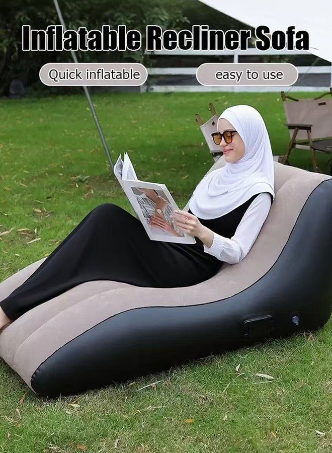 Generic New inflatable sofa Adult Lazy Sofa Convenient Folding Recliner PVC Flocking Folding Sofa Chair Send Inflatable Pump  - Image 1