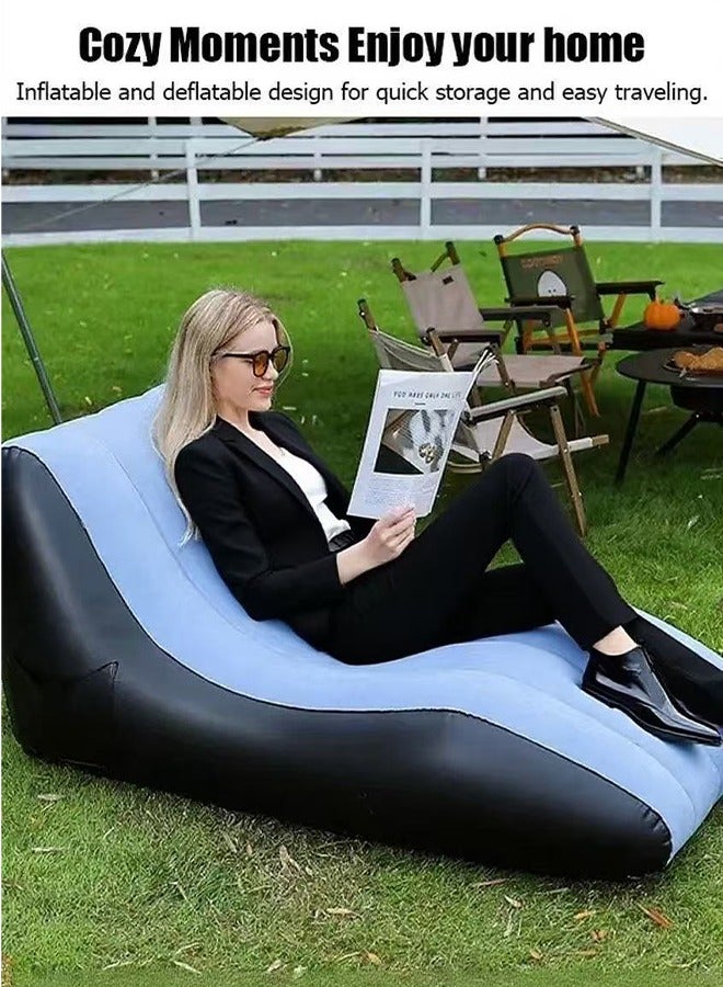 Generic New inflatable sofa Adult Lazy Sofa Convenient Folding Recliner PVC Flocking Folding Sofa Chair Send Inflatable Pump  - Image 3