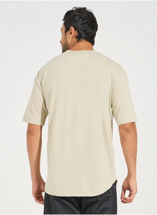 Styli Oversized Cotton Rich Placement Print T-Shirt