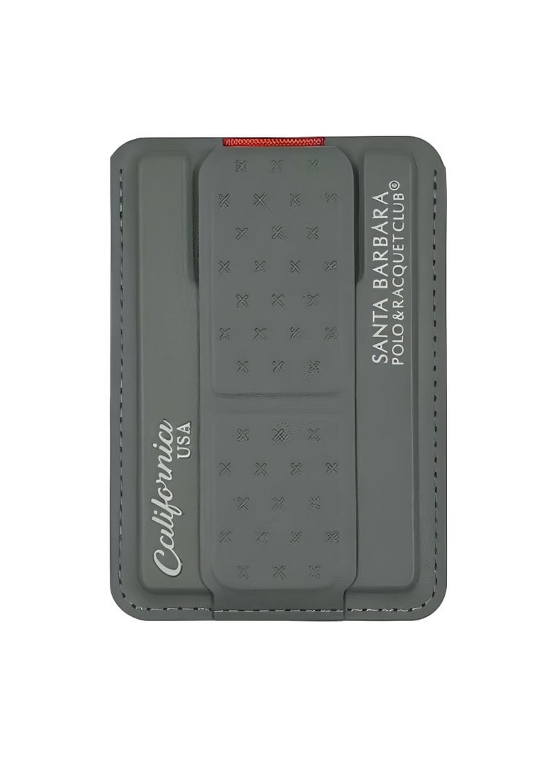 SANTA BARBARA POLO & RACQUET CLUB Santa Barbara Polo & Racquet Club Premium MagSafe Wallet — Ultra-Slim Magnetic Card Holder Attachment for iPhone, Genuine Leather-Like Texture, RFID Protection, Easy Access Pull Tab, Minimalist & Stylish Design, Grey  - Image 1