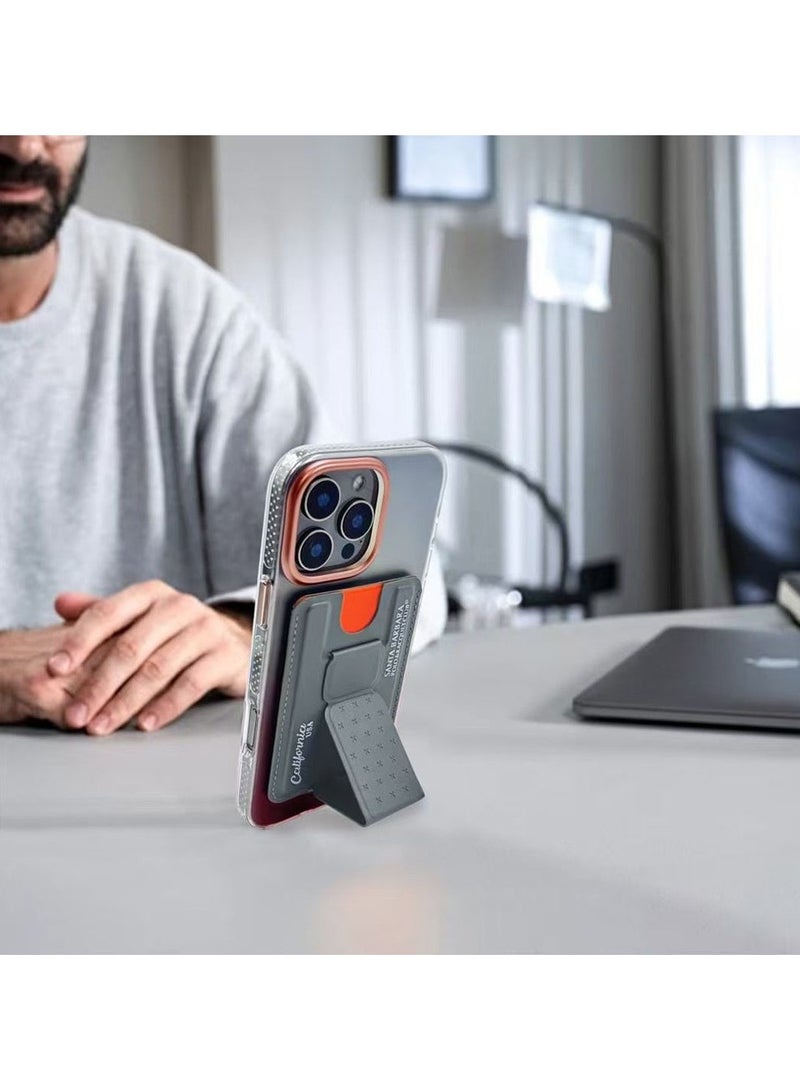 SANTA BARBARA POLO & RACQUET CLUB Santa Barbara Polo & Racquet Club Premium MagSafe Wallet — Ultra-Slim Magnetic Card Holder Attachment for iPhone, Genuine Leather-Like Texture, RFID Protection, Easy Access Pull Tab, Minimalist & Stylish Design, Grey  - Image 3
