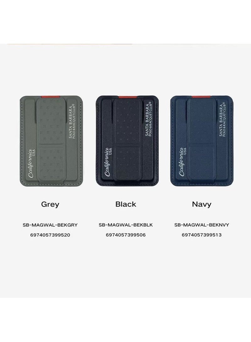 SANTA BARBARA POLO & RACQUET CLUB Santa Barbara Polo & Racquet Club Premium MagSafe Wallet — Ultra-Slim Magnetic Card Holder Attachment for iPhone, Genuine Leather-Like Texture, RFID Protection, Easy Access Pull Tab, Minimalist & Stylish Design, Grey  - Image 5