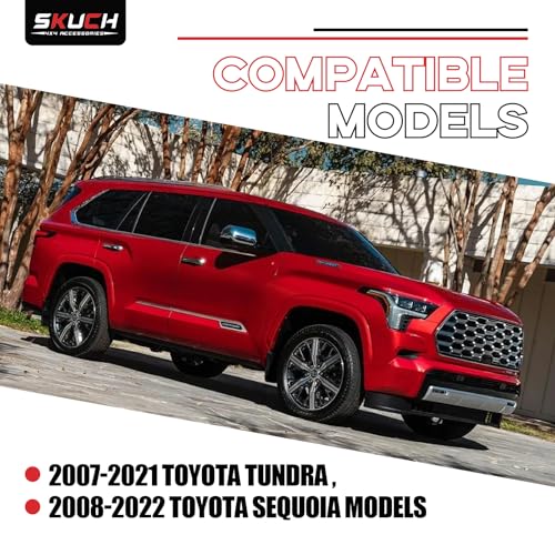 SKUCH 4X4 ACCESSORIES Front Upper Control Arms for 2007-2021 Toyota Tundra, 2008-2022 Toyota Sequoia, 2-4" Lift Tubular Suspension Arms, PU Bushing, 2 Replacement Ball Joints, Wrinkle Red - Image 4