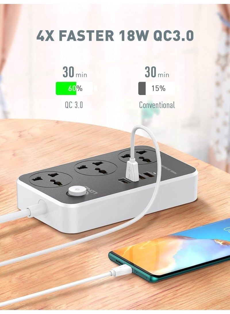 LDNIOi LDNIO "Safe Home" Smart Power Strip – Ultimate Power & Safety with 3 Sockets, 20W USB-C PD, and QC3.0 Fast Charging. - Image 3