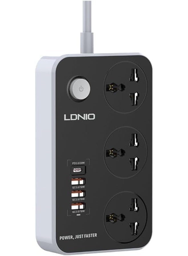 LDNIOi LDNIO "Safe Home" Smart Power Strip – Ultimate Power & Safety with 3 Sockets, 20W USB-C PD, and QC3.0 Fast Charging. - Image 1