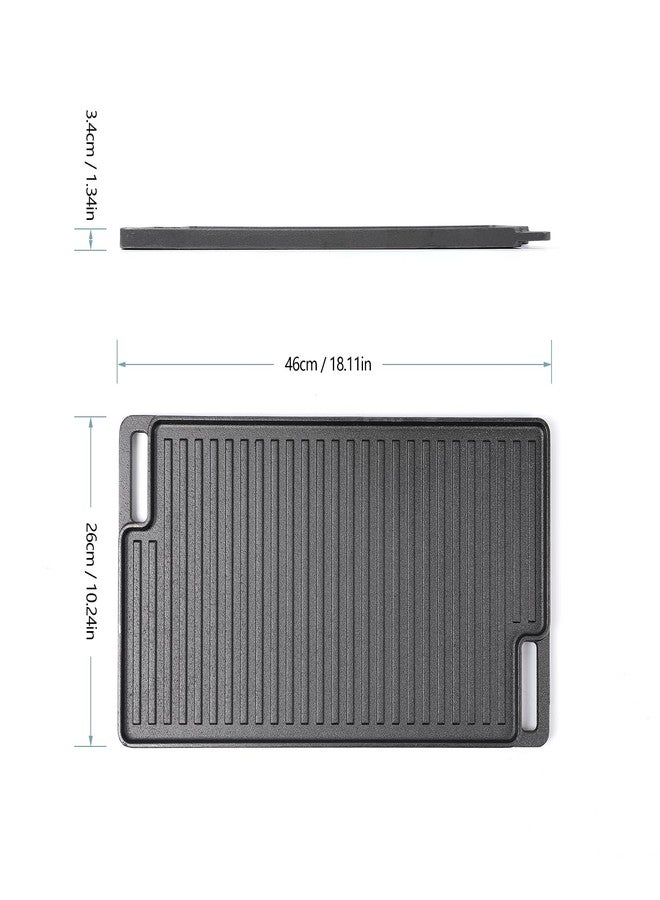 HAWOK Cast Iron Griddle 2-in-1 Reversible 18inchx10inch - Image 2