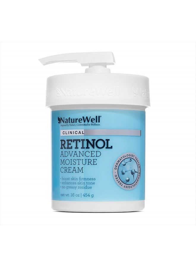 NATURE WELL كريم الترطيب المتقدم بالريتينول السريري للوجه والجسم واليدين، يعزز تماسك البشرة ويحسن لونها، ولا يترك بقايا دهنية، يتضمن مضخة، 16 أونصة - Image 1