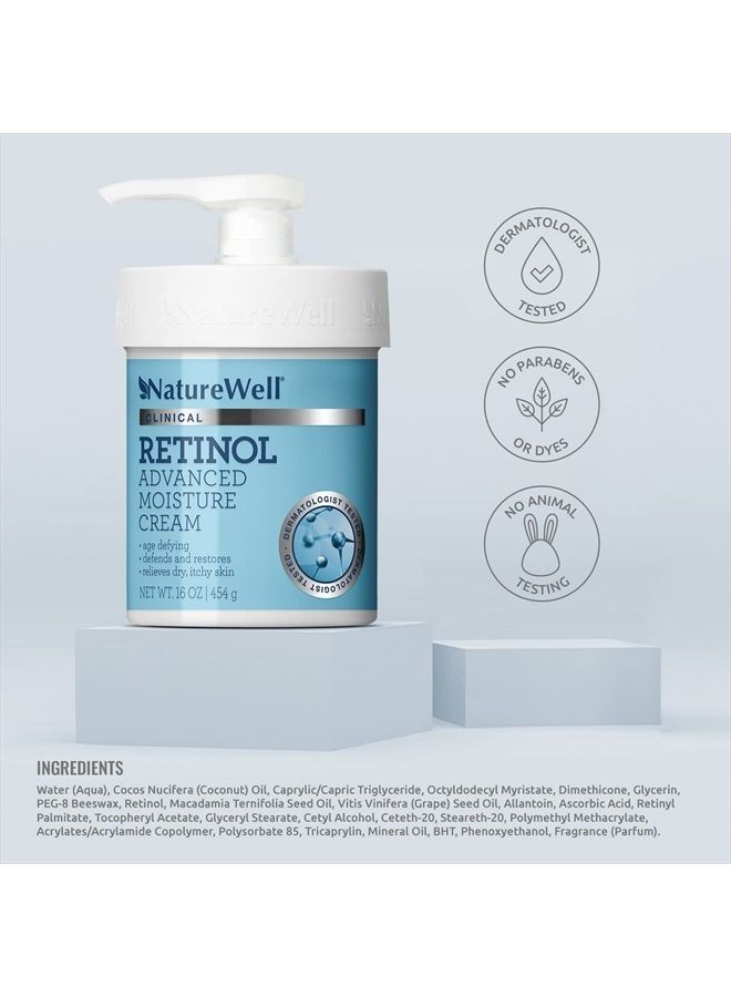 NATURE WELL كريم الترطيب المتقدم بالريتينول السريري للوجه والجسم واليدين، يعزز تماسك البشرة ويحسن لونها، ولا يترك بقايا دهنية، يتضمن مضخة، 16 أونصة - Image 2