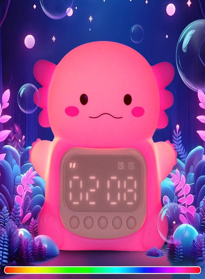 Aokpsrt Axolotl Alarm Clock with Night Light for Kids, Rechargeable Silicone Lamp Time to Wake Clock，Cute Animal Tabletop Lamp, Perfect Sleep Companion for Boys Girls - Image 1