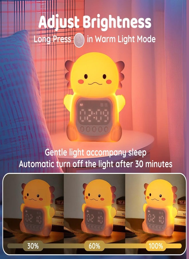 Aokpsrt Axolotl Alarm Clock with Night Light for Kids, Rechargeable Silicone Lamp Time to Wake Clock，Cute Animal Tabletop Lamp, Perfect Sleep Companion for Boys Girls - Image 4