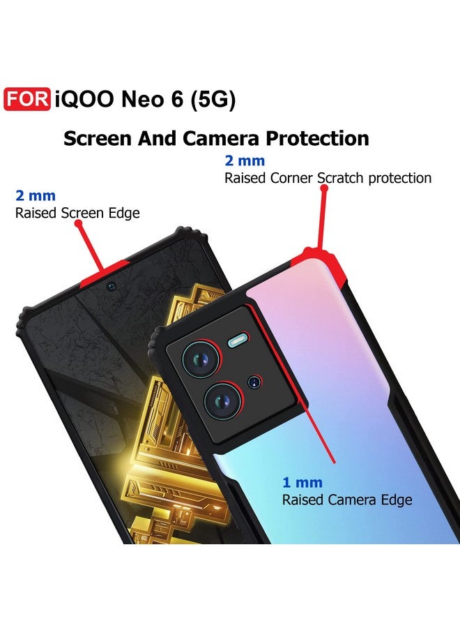 Cedo غطاء خلفي CEDO iQOO Neo 6 (5G) | حماية الكاميرا واقي للصدمات بحافة مطاطية | حماية 360 درجة من الأكريليك الشفاف TPU+PC | غطاء خلفي شفاف على شكل نسر (أسود) - Image 4