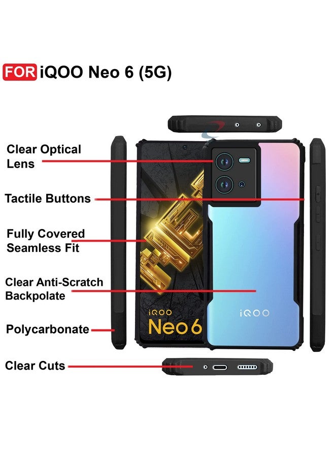 Cedo غطاء خلفي CEDO iQOO Neo 6 (5G) | حماية الكاميرا واقي للصدمات بحافة مطاطية | حماية 360 درجة من الأكريليك الشفاف TPU+PC | غطاء خلفي شفاف على شكل نسر (أسود) - Image 5