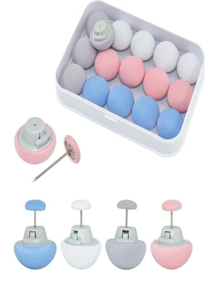 16 قطعة من مشابك تثبيت اللحاف ومشابك اللحاف ودبابيس حامل الفراش ومشابك تثبيت دائرية على شكل فطر للأغطية الرقيقة السميكة والبطانيات والملاءات وتنورة السرير والوسائد والستائر (أزرق + وردي + أبيض + رمادي) - Image 1