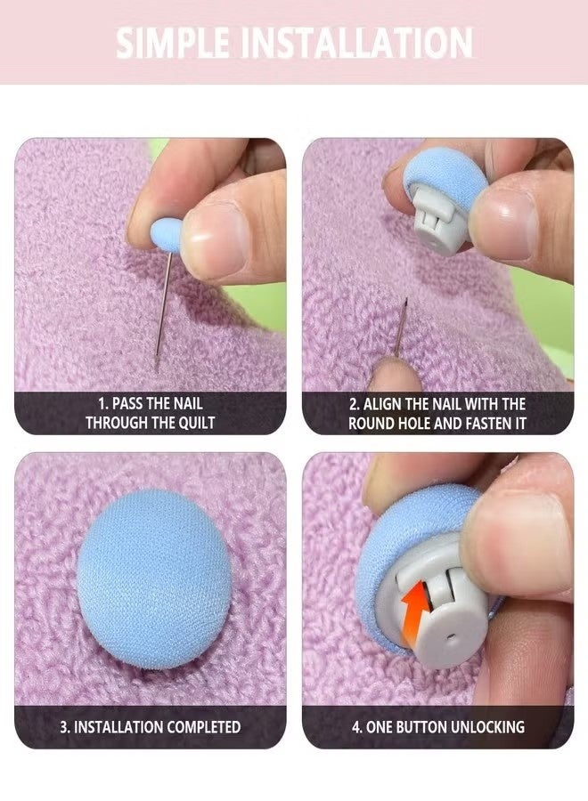 16 قطعة من مشابك تثبيت اللحاف ومشابك اللحاف ودبابيس حامل الفراش ومشابك تثبيت دائرية على شكل فطر للأغطية الرقيقة السميكة والبطانيات والملاءات وتنورة السرير والوسائد والستائر (أزرق + وردي + أبيض + رمادي) - Image 4