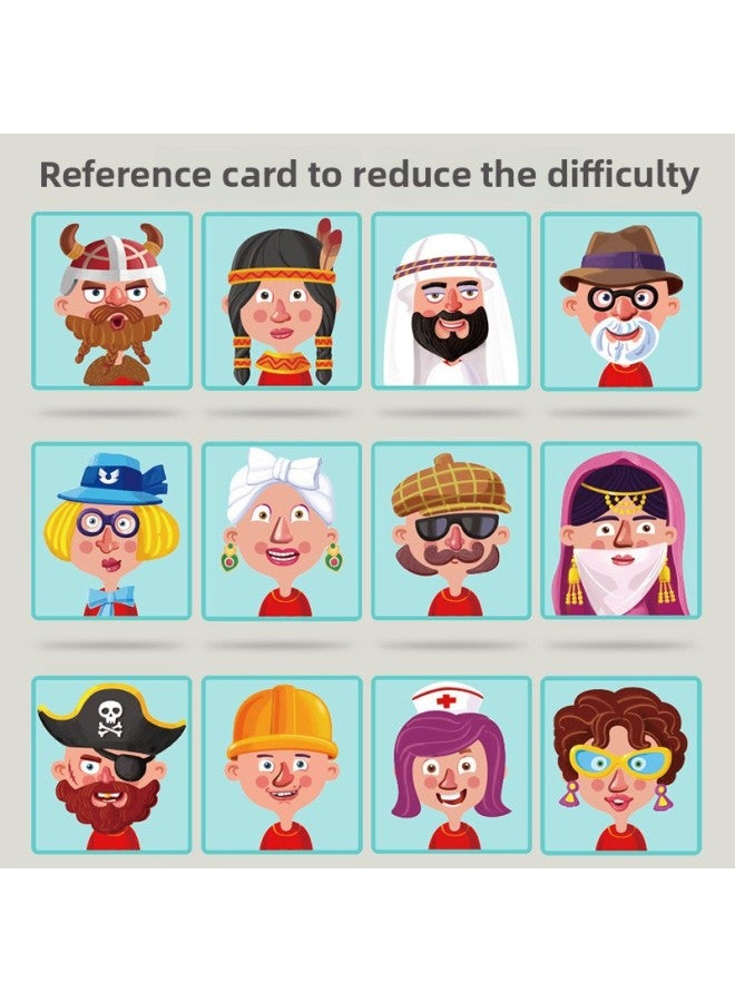 Magnetic Wooden Puzzle Early Education Toy Intelligence Development Children's Puzzle Figure Face-changing Play-in-Home Change Magnetic Sticker-Color:Pirate Characters - Image 4