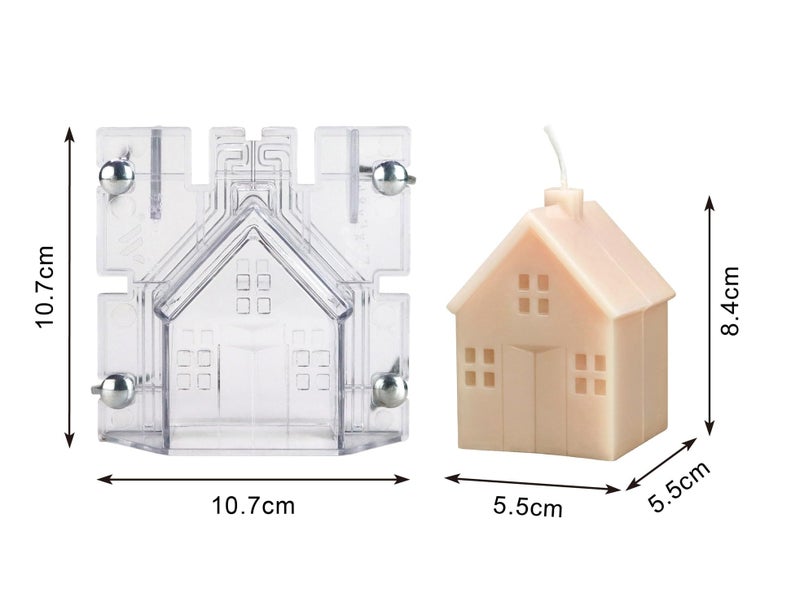 FirstTry Candle Mould I 3D Fondant House Shape Polycarbonate Scented Mold I for DIY Handmade Cake Décor Aromatherapy Soap Candles Making Art Craft Home Wedding Dinner Party Decoration (A) - Image 2