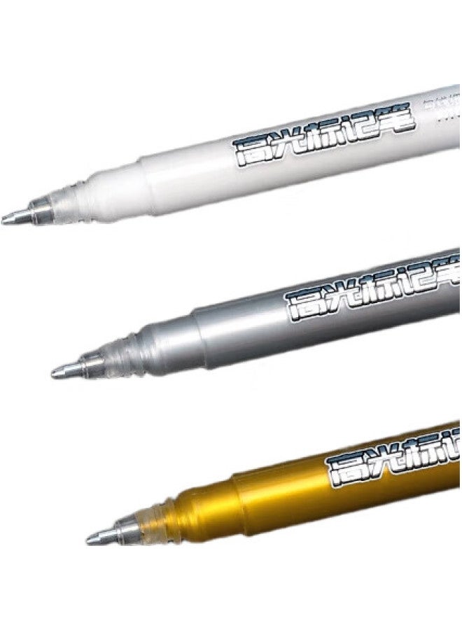 BAOKE [Back To School Essential] Baoke (Baoke) 3Pc3538 Highlighter 1.0Mm Gel Pen Marker Pen Journaling Pen Water-Based Pen Signing Pen, Gold And Silver White 3-Pack - Image 3
