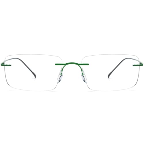 FONEX Titanium Glasses Frame,Rimless Frameless Optical Eyewear Eyeglasses for Men and Women F85634 (85870 Green) - Image 3