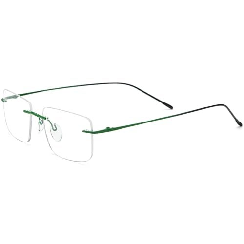 FONEX Titanium Glasses Frame,Rimless Frameless Optical Eyewear Eyeglasses for Men and Women F85634 (85870 Green) - Image 4