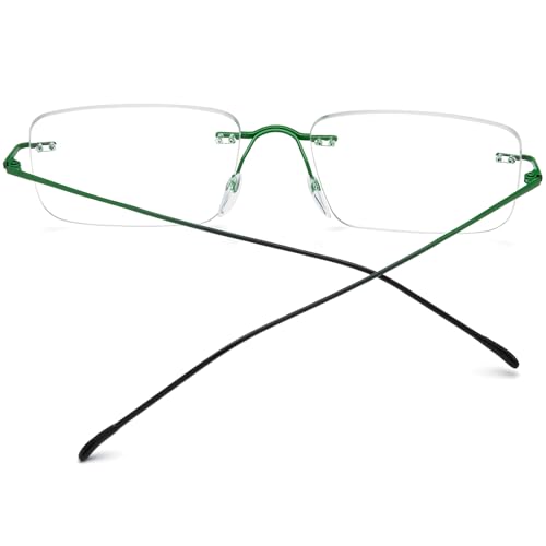 FONEX Titanium Glasses Frame,Rimless Frameless Optical Eyewear Eyeglasses for Men and Women F85634 (85870 Green) - Image 5