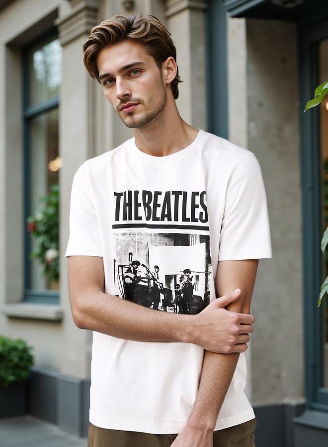 سبلاش فيڤ تيشيرت بطبعة البيتلز بياقة دائرية وأكمام قصيرة - Image 1