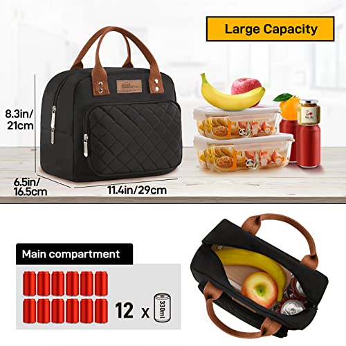 Buringer HOMESPON Lunch Bag for Woman Man Adults with Front Pocket Insulated Lunch Tote Lunch Box Container for Work Picnic or Travel（Black） - Image 3