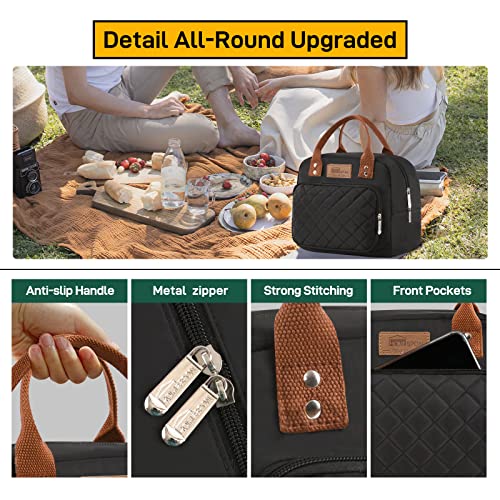 Buringer HOMESPON Lunch Bag for Woman Man Adults with Front Pocket Insulated Lunch Tote Lunch Box Container for Work Picnic or Travel（Black） - Image 4