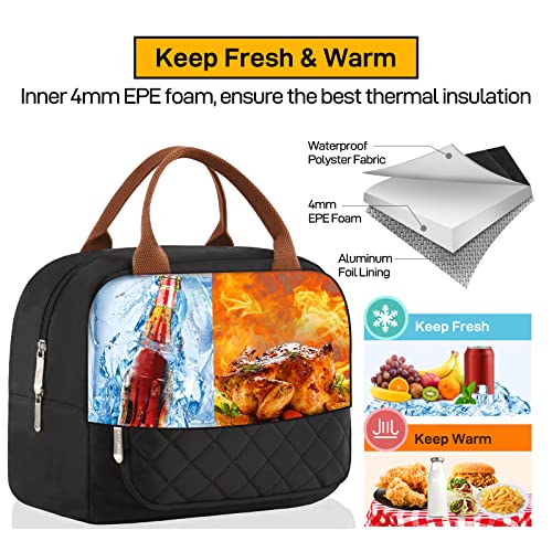 Buringer HOMESPON Lunch Bag for Woman Man Adults with Front Pocket Insulated Lunch Tote Lunch Box Container for Work Picnic or Travel（Black） - Image 5