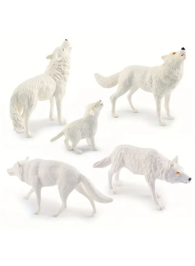 Roaring Wolf Model 1161 White Wolf Howling Arctic Wolf Pack Solid Desktop Toy - Image 2