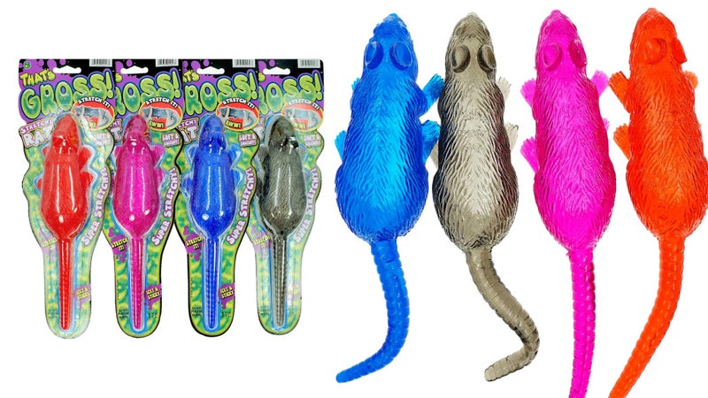 Ja-Ru JA-RU Sticky Stretchy Rubber Rat Toys (4 Rats) Squishy