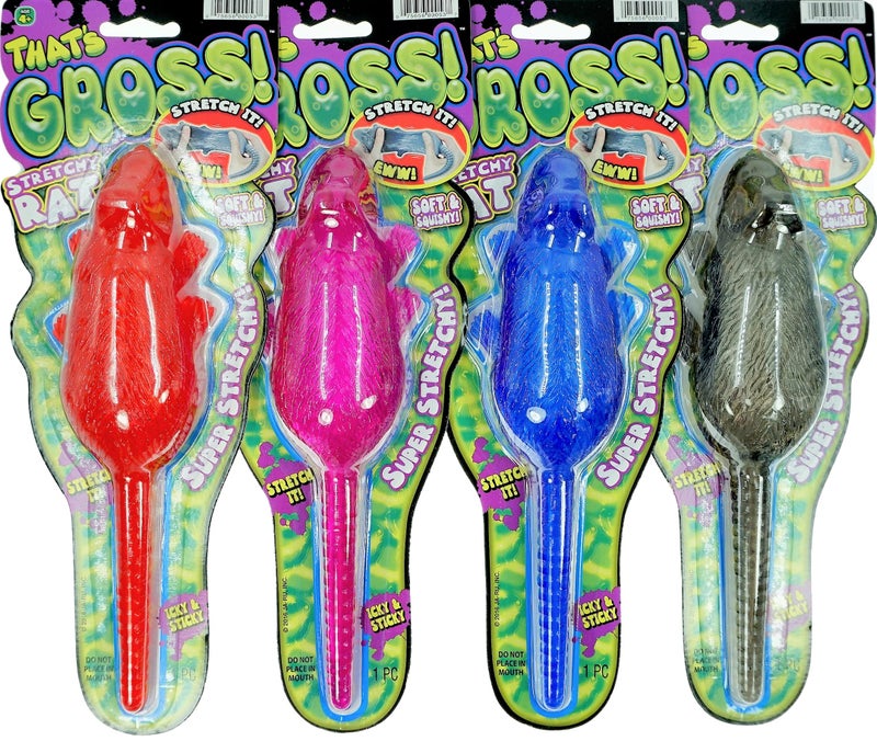 JA-RU Sticky Stretchy Rubber Rat Toys (4 Rats) Squishy Sticky Fidget Toys for Kids. Funny Halloween Pranks  Joke  & Gag Gift. Animal Party Favors Stocking Stuffers Pinata Fillers Easter Egg. 053-4p - Image 2