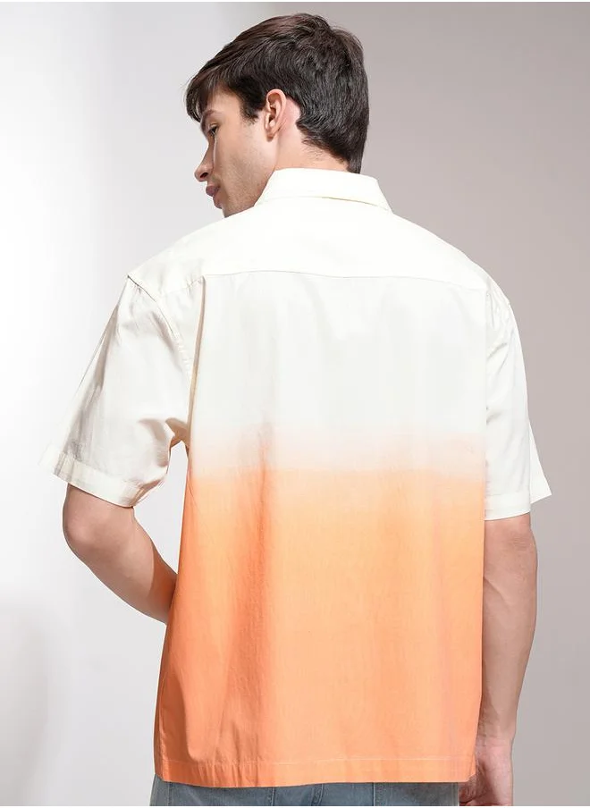 هاي لاندر Color Block Oversized Collared Shirt