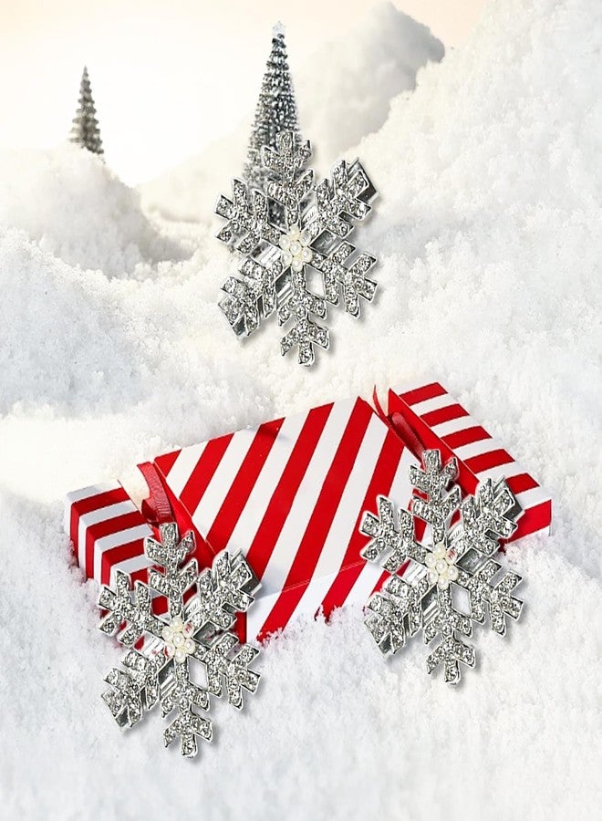 LZEDIRA 12 Pcs Snowflake Hair Clips, Christmas Sparkly Hair Clips, Rhinestone Pearl Hair Clip, Snowflake Hair Accessories, Small Silver Metal Hair Barrettes for Women Girls - Image 4
