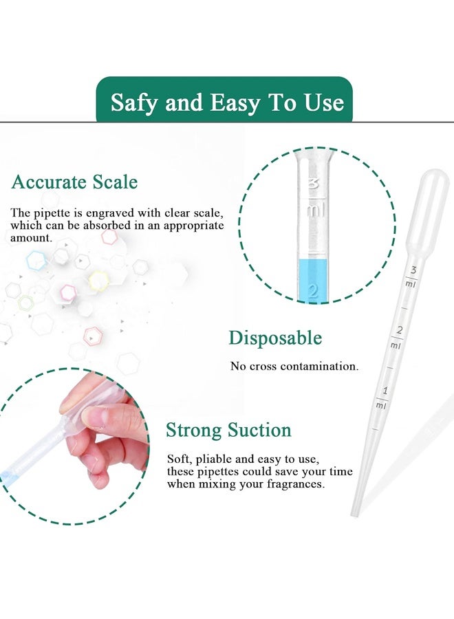 100PCS 3ml Plastic Transfer Pipettes, Dropper Pipette for Lab Essential Oil DIY Art - Image 2