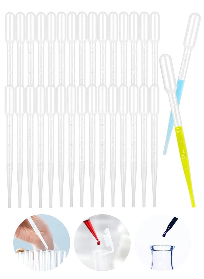 100PCS 3ml Plastic Transfer Pipettes, Dropper Pipette for Lab Essential Oil DIY Art - Image 1