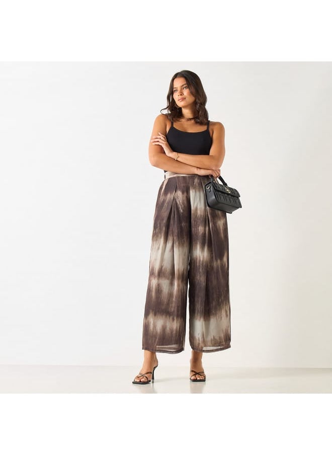 Iconic Iconic All-Over Print Wide Leg Pants with Semi-Elasticated Waistband  - Image 2