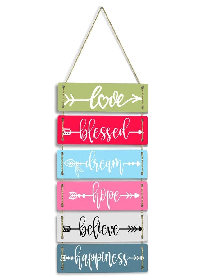 Kaameri Bazaar Love Blessed Dream Hope Believe Happiness Wall Art MDF Wooden Wall Hanger for Valentine Day Gift | Home Decor | Office Modern Art | Wall Hanging For Home Decoration - Image 1
