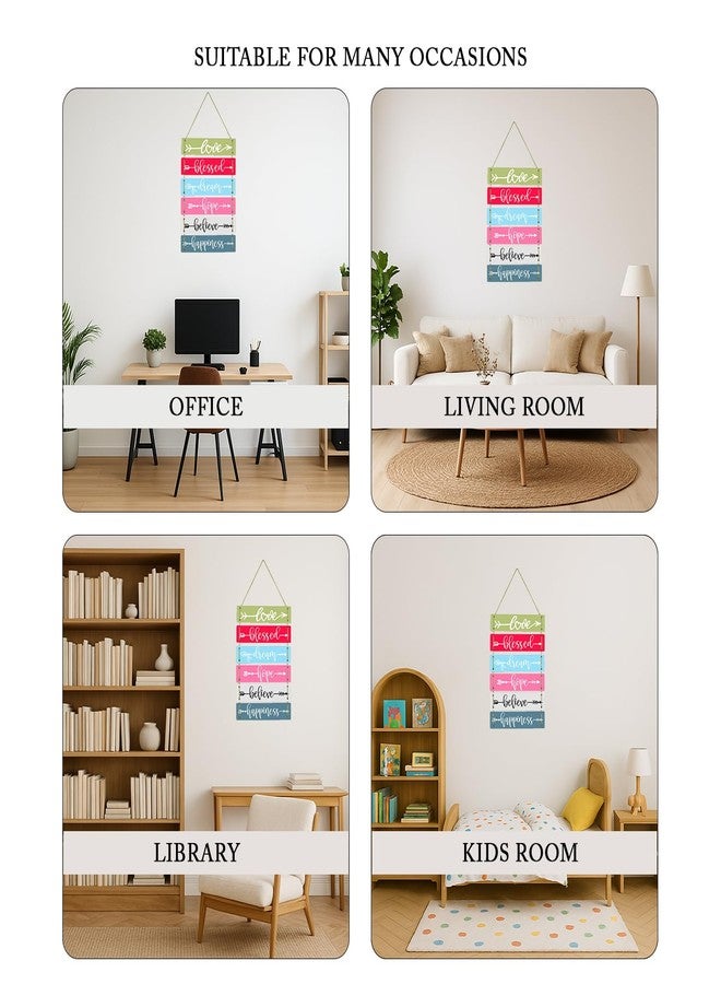 Kaameri Bazaar Love Blessed Dream Hope Believe Happiness Wall Art MDF Wooden Wall Hanger for Valentine Day Gift | Home Decor | Office Modern Art | Wall Hanging For Home Decoration - Image 4