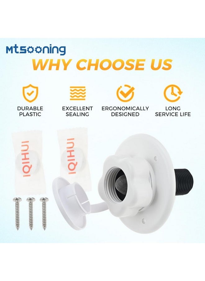 Mtsooning - Mtsooning RV City Water Fill Inlet with Check Valve, RV Freshwater Inlet Connection with Dust Plug, Threaded Tube Flange Length 3 "to 1/2",Water Hose Connector for RV Camper Motorhome Trailer Marine - Image 1