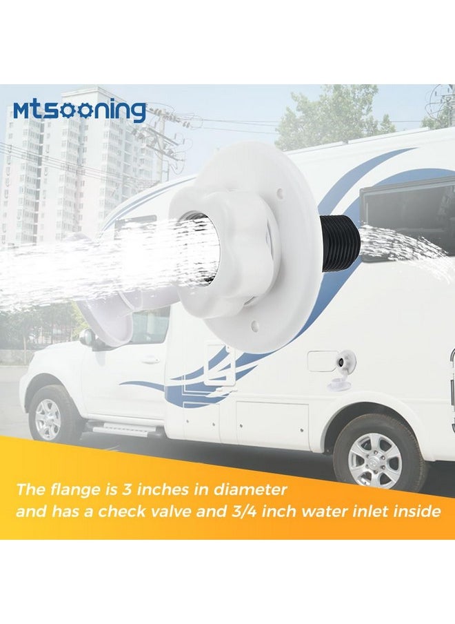 Mtsooning - Mtsooning RV City Water Fill Inlet with Check Valve, RV Freshwater Inlet Connection with Dust Plug, Threaded Tube Flange Length 3 "to 1/2",Water Hose Connector for RV Camper Motorhome Trailer Marine - Image 1