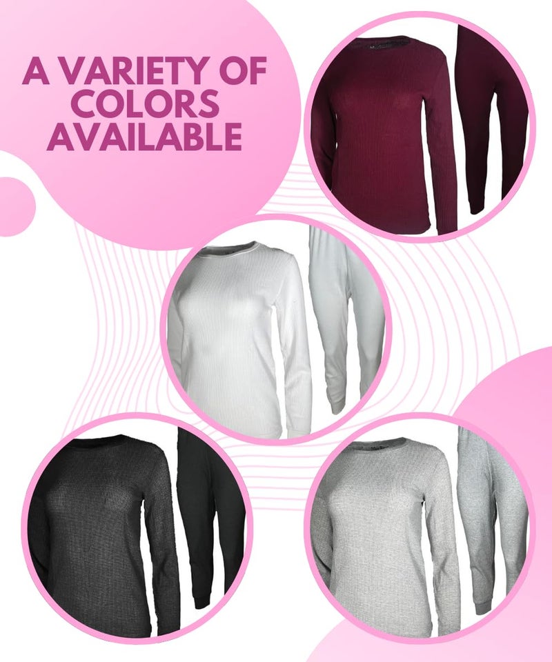 MISS POPULAR Womens 2-Piece Waffle Thermals Set | Long Sleeve Shirt, Pants | Long Johns Waffle Thermal Underwear Base Layer Set for Cold Weather (Maroon, Small) - Image 4