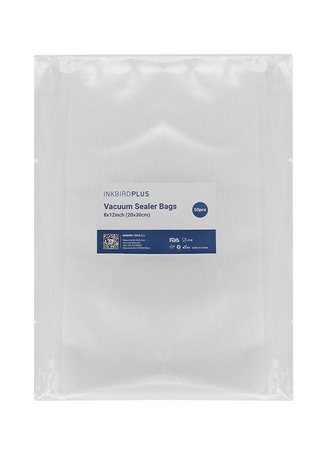 INKBIRD Vacuum Sealer Bags (50 counts) 8"x12" Commercial Grade Food Saver Bags BPA-Free Microwave Freezer Safe Great for Vac Storage Meal Prep and Sous Vide Cooking