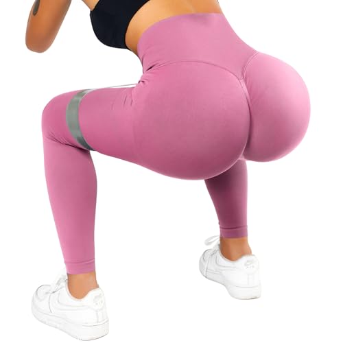 SUUKSESS Scrunch Butt Lifting Seamless Leggings for Women Booty High Waisted Workout Yoga Pants (Hot Pink, S) - Image 5