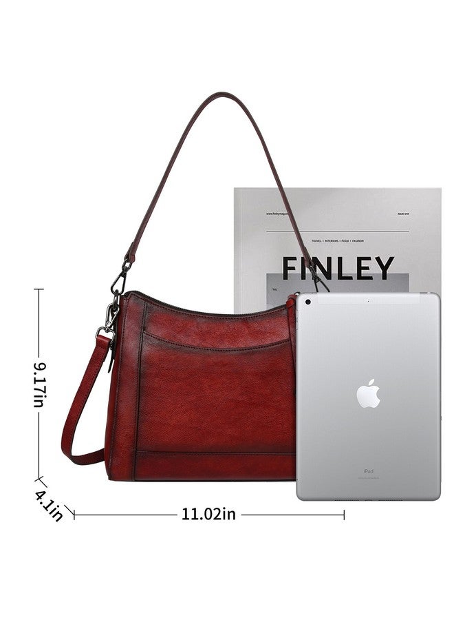 Iswee Genuine Leather Crossbody Bags Purse for Women Hobo Handbag Shoulder Bag Satchel Mini Bag(Wine) - Image 3