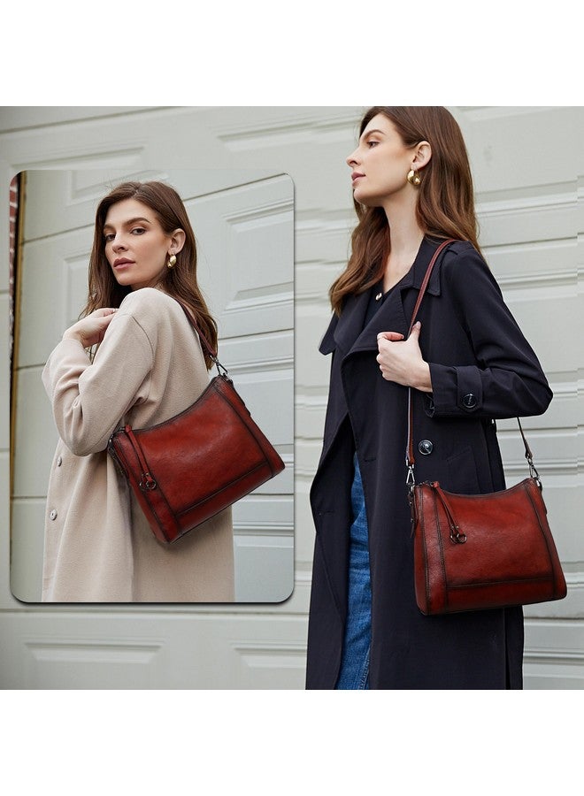 Iswee Genuine Leather Crossbody Bags Purse for Women Hobo Handbag Shoulder Bag Satchel Mini Bag(Wine) - Image 1